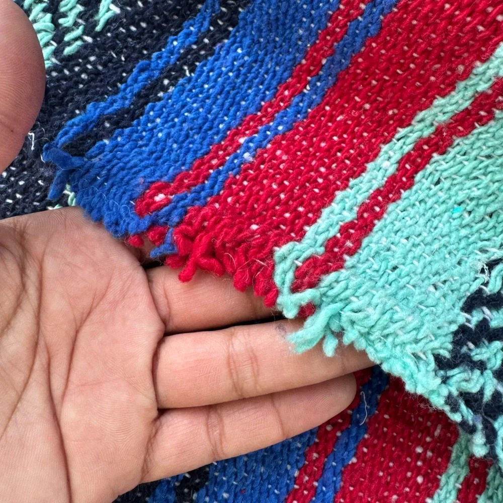 Colorful Woven Textile Blanket/ made in Mexico/ please read